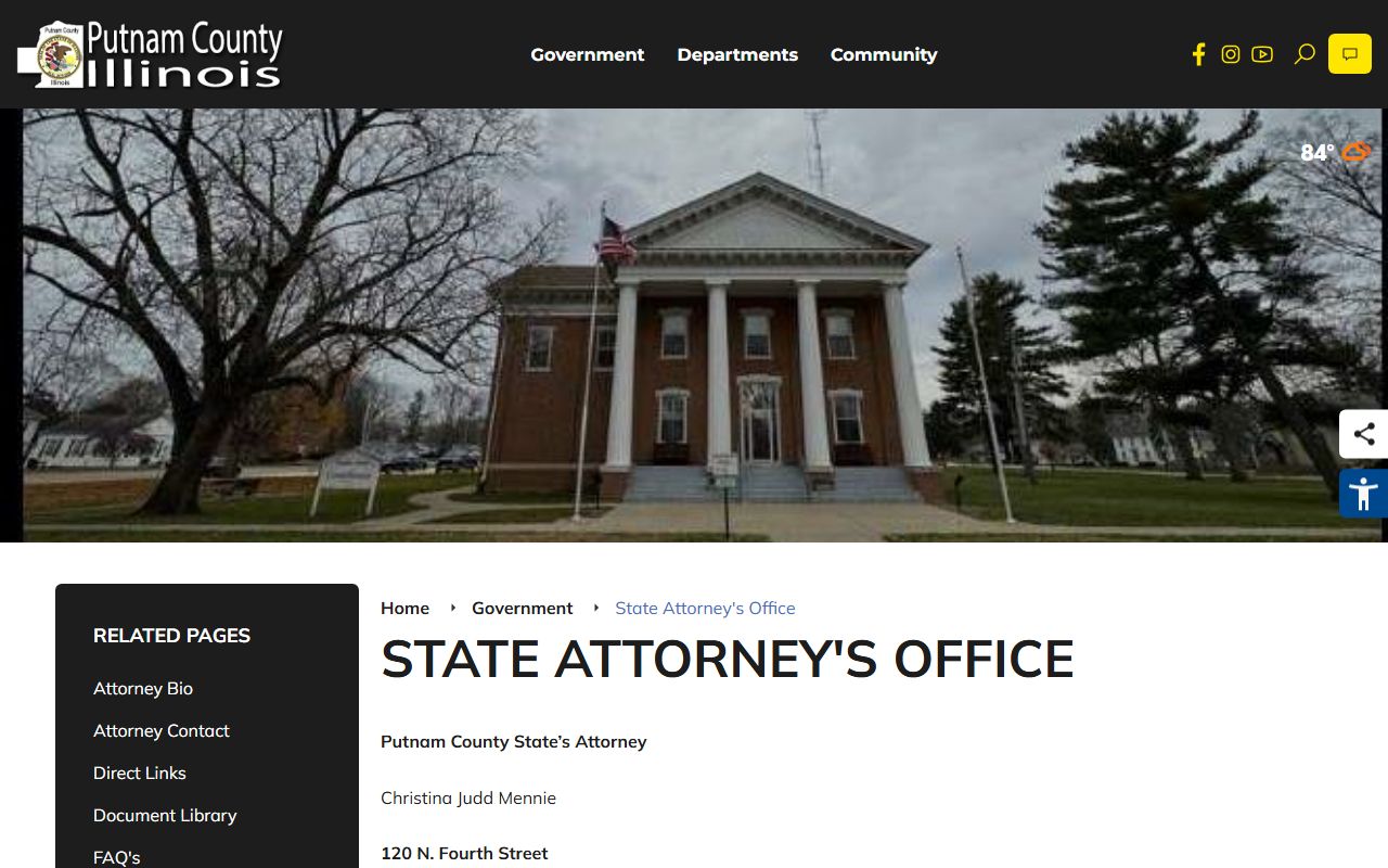 Putnam County State's Attorney homepage for court records after an arrest